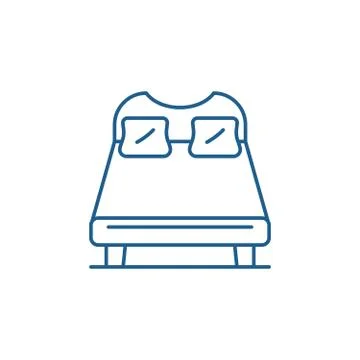 Double bed line icon concept. Double bed flat vector symbol, sign, outline Stock Illustration