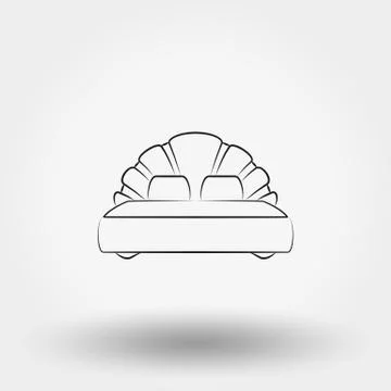 Double bed. Line icon. Stock Illustration