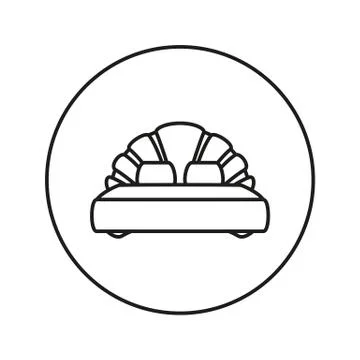 Double bed. Line icon. Stock Illustration