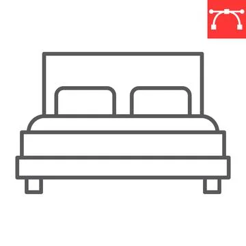 Double bed line icon Illustrazione stock