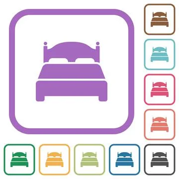 Double bed simple icons 스톡 일러스트