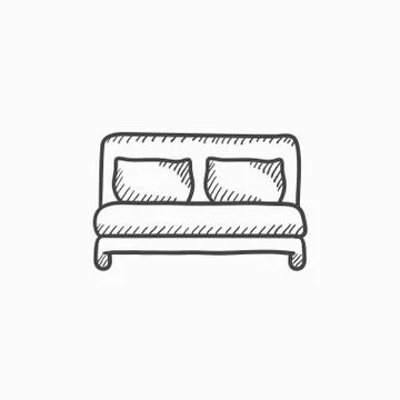 Double bed sketch icon 스톡 일러스트