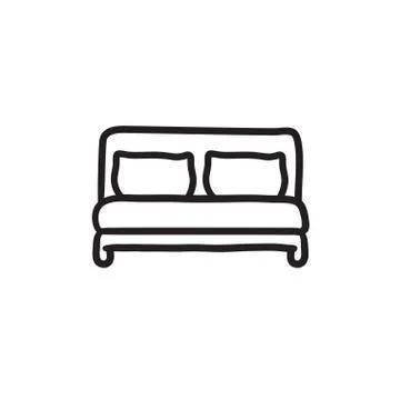 Double bed sketch icon 스톡 일러스트