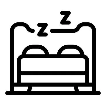 Double bed with sleeping symbols representing restful sleep in hotel room Stock Illustration