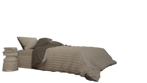 Double bed with soft duvet and pillows, bedside table with books, bedroom tem 스톡 일러스트