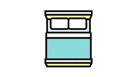 Double bed top view color icon animation Stock Footage 326099547