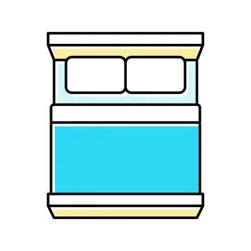 Double bed top view color icon vector illustration Stock Illustration