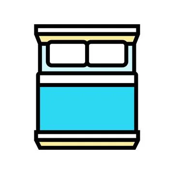 Double bed top view color icon vector illustration Stock Illustration