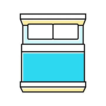 Double bed top view color icon vector illustration Stock Illustration