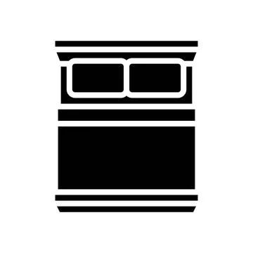 Double bed top view glyph icon vector illustration Stock Illustration