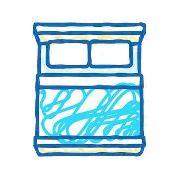 Double bed top view icon doodle illustration Stock Illustration