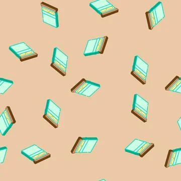 Double bed top view isometric icon seamless pattern Illustrazione stock