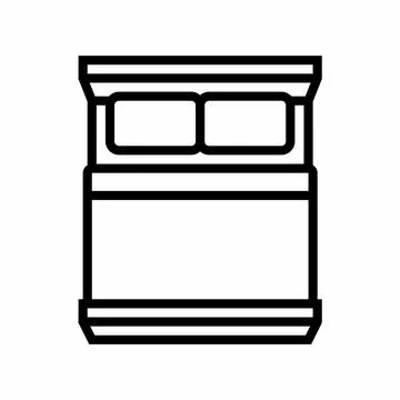Double bed top view line icon vector illustration Stock Illustration