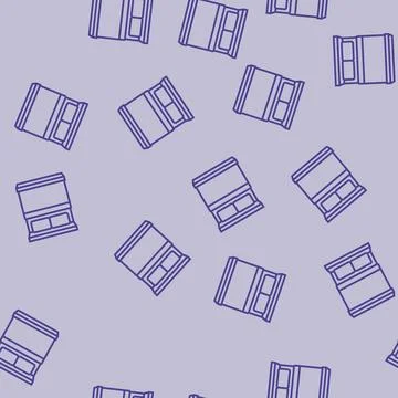 Double bed top view line seamless pattern Stock Illustration