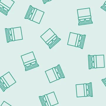 Double bed top view line vector seamless pattern 스톡 일러스트