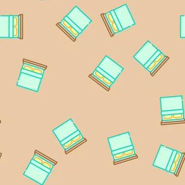 Double bed top view vector seamless pattern Illustrazione stock