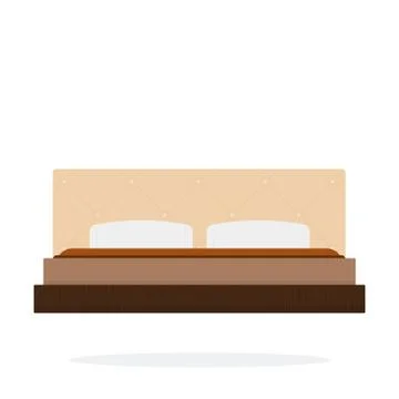 Double bed vector flat material design isolated object on white background. Stock Illustration