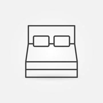 Double Bed vector thin line concept simple icon Stock Illustration
