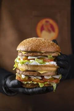 Double beef burger with beautiful shape Stock Photos