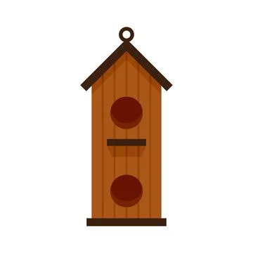 Double bird house icon flat isolated Stock Illustration