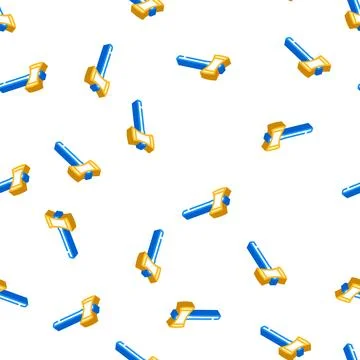 Double bit axe blade isometric icon seamless pattern Stock Illustration