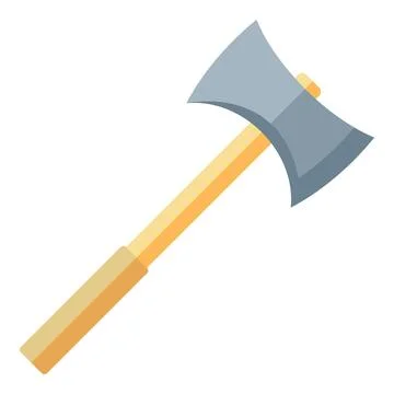 Double-bit axe icon, a sharp cutting tool featuring two blades, a wooden handle Illustrazione stock