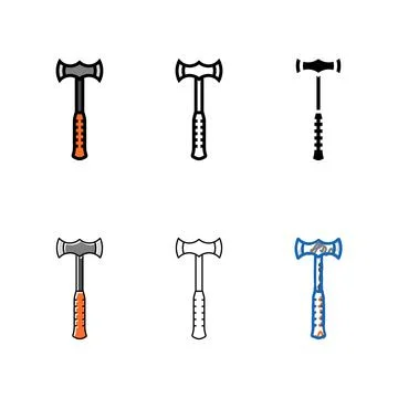 Double bit axe weapon color icon vector pack 스톡 일러스트