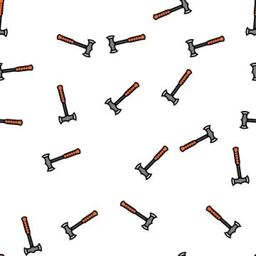 Double bit axe weapon vector seamless pattern Stock Illustration