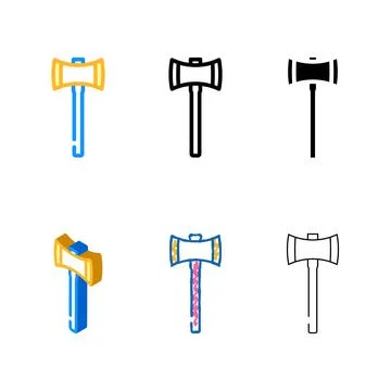 Double bit variations axe blade color icon vector Stock Illustration