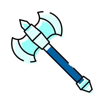 Double bladed axe fantasy combat weapon icon Stock Illustration
