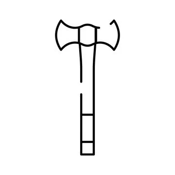 Double bladed axe outline vector icon design Stock Illustration