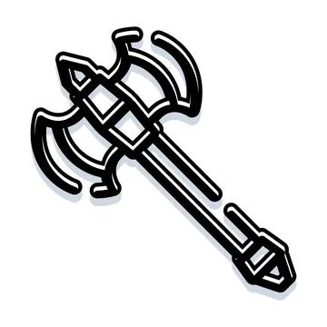 Double bladed battle axe weapon icon design Stock Illustration