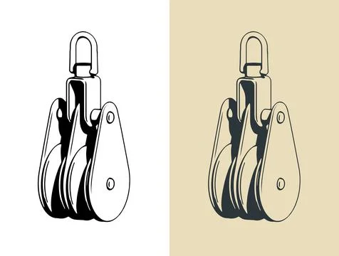 Double blocks for yacht rigging Illustrazione stock
