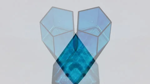 Double Blue 3D Cubes with Shadows Intersecting Stock Footage 305070110