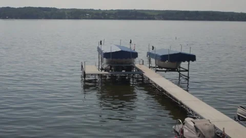 Double Boat Dock on Lake Stock Footage 236417846