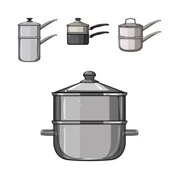 Double boiler cookware set for kitchen preparing food Stock Illustration
