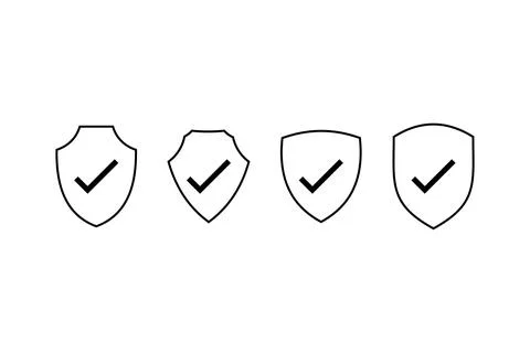 Double Border Shield Icons Collection. Security Protection Badge Set Ilustración de archivo