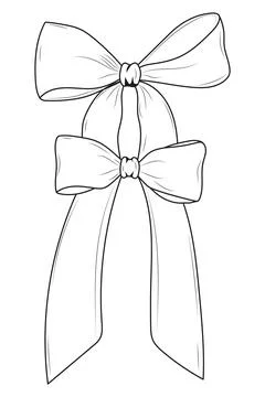 Double Bow with Long Ribbons Stock Illustration