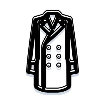 Double breasted black and white trench coat illustration Illustrazione stock
