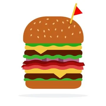 Double burger with beef and bacon Stock Illustration
