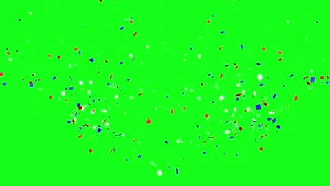 Double Burst of Red White Blue Confetti on Green Screen Stock Footage 311353168