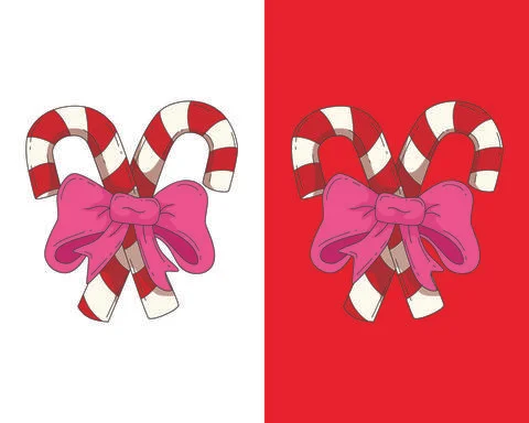 Double Candy Cane Vector file | Editable file any changes can be possible Stock Illustration