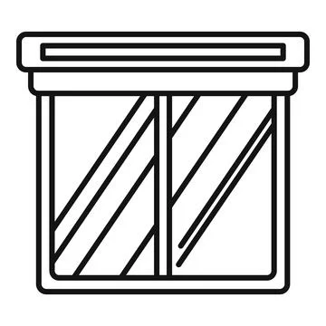 Double casement window with glazed panels line art Stock Illustration