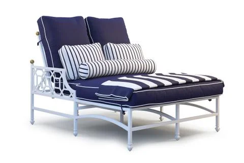 Double chaise with white metal base. 3d render Stock Illustration