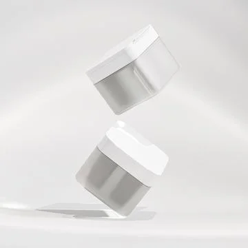 Double chamber cream jar container with Flip Top Cap mockup Illustrazione stock
