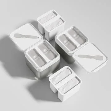 Double chamber Flip Top Cap cream jar container with spoon mockup Illustrazione stock