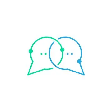 Double chat talk line connect technology logo design vector graphic symbol .. Stock Illustration