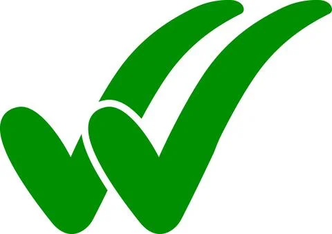 Double check icon two green checkmarks, double check guarantee Stock Illustration