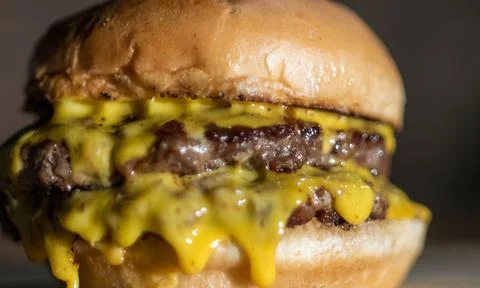 Double cheese burger. Stockfoto's