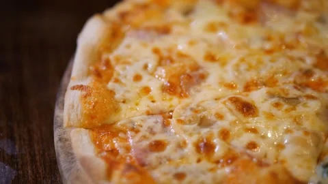 Double Cheese Pizza with Extra Melted Mozzarella Close Up Stock-Footage 329347604